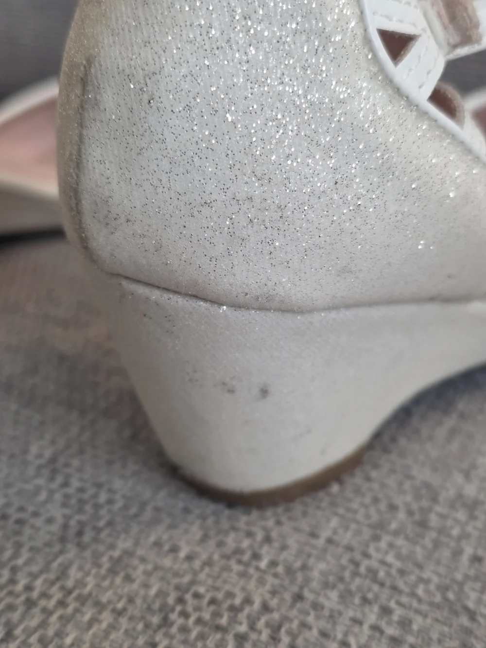Sonoma Cream Glitter Girls' Dress Shoes with Ankle Strap